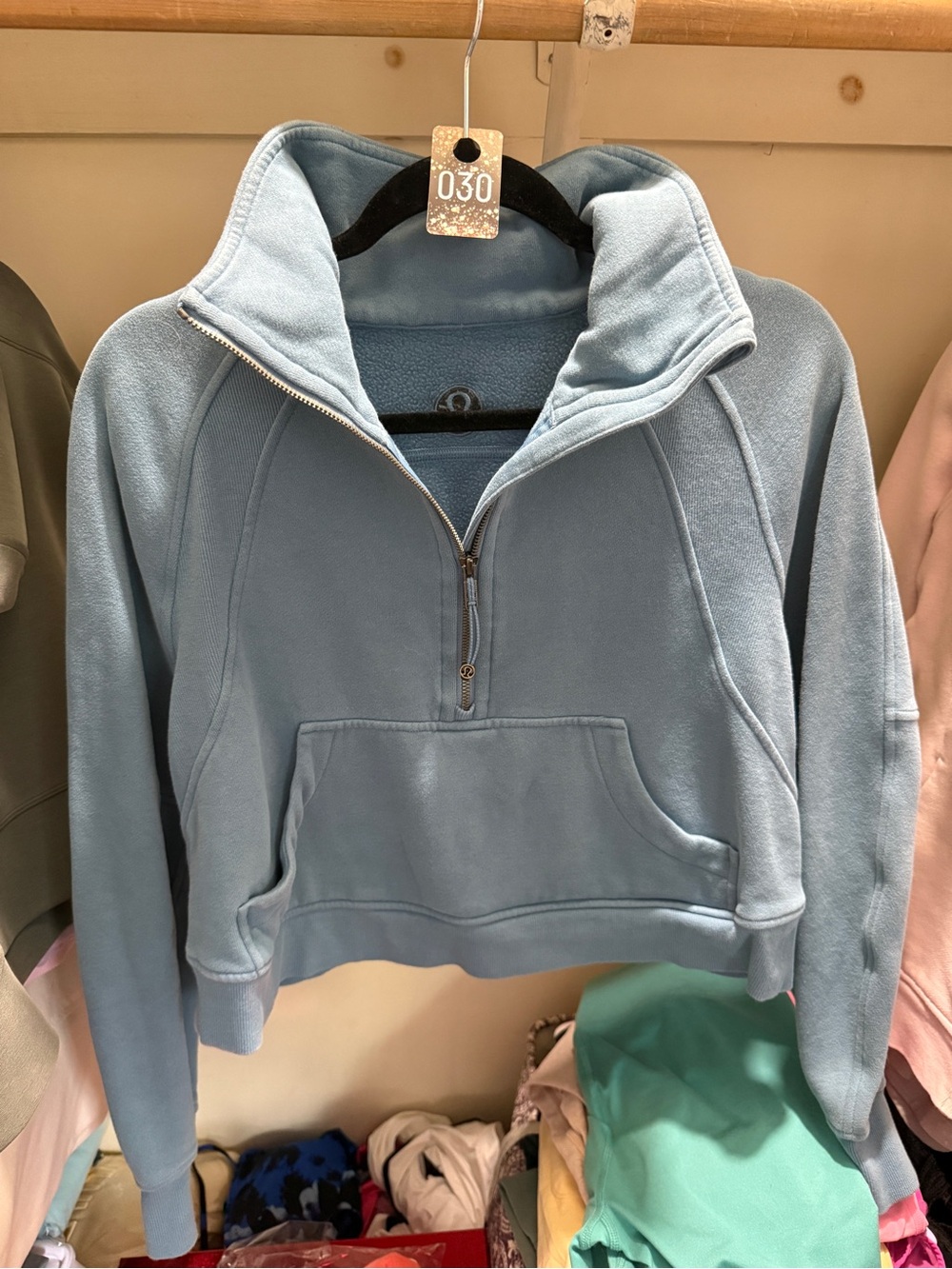 030 lululemon athletica scuba XS/S Light Blue Quarter-Zip Fleece Pullover